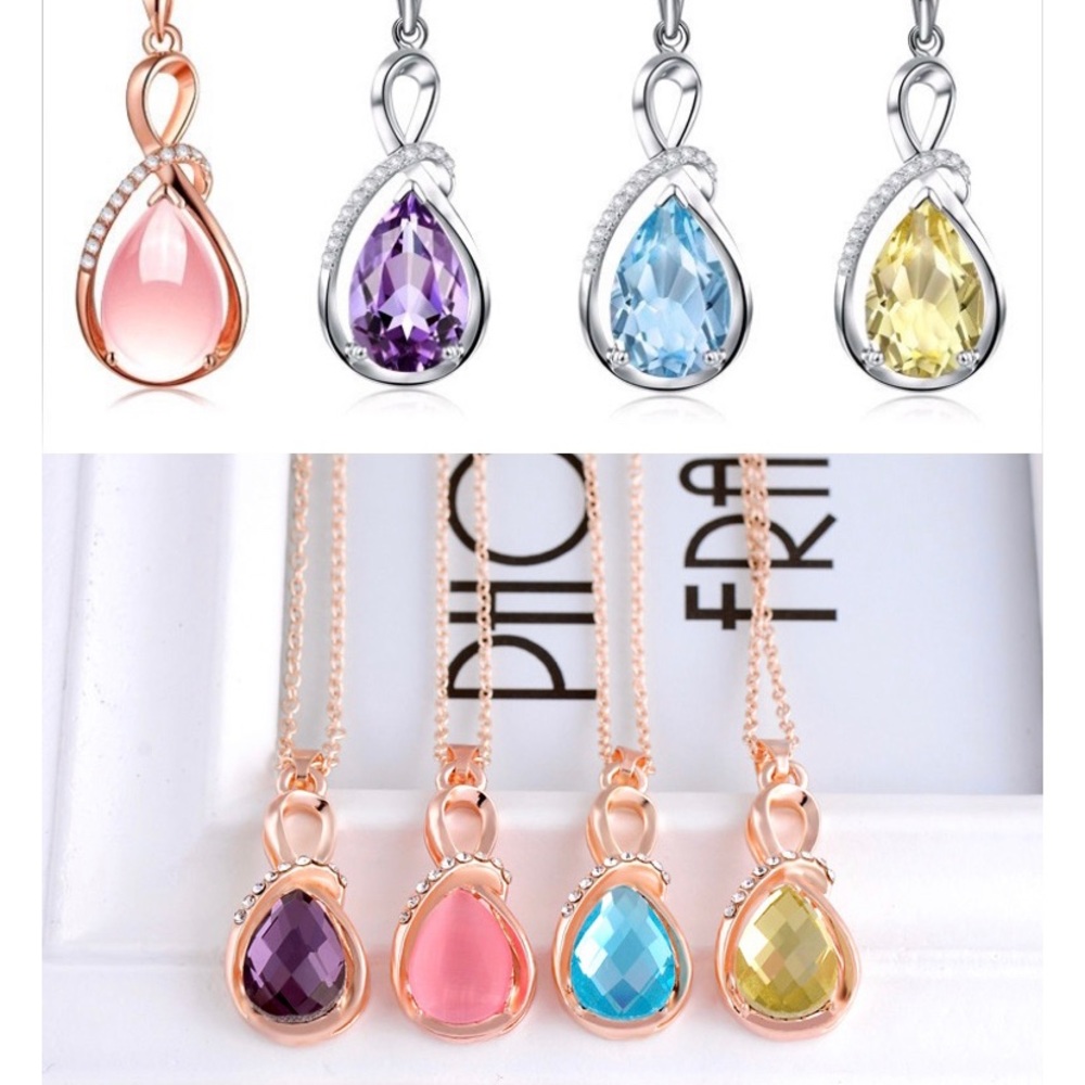 Female charm Water drop purple necklace - Picture 3 of 4